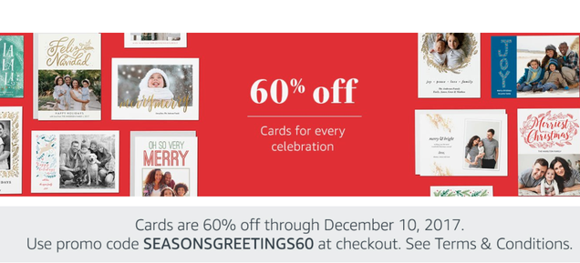 60% off Cards | Amazon | Use code SEASONSGREETINGS60